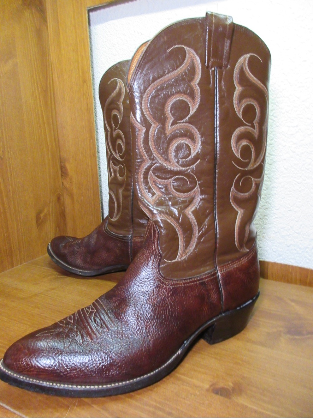 Nocona Two-Tone Brown Leather Western Cowboy Boots